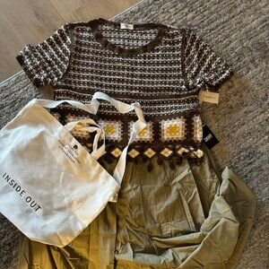 All New Bundle - Sapphire Knit Sweater, DKNY Long Skirt, Canvas Tote, Size XL